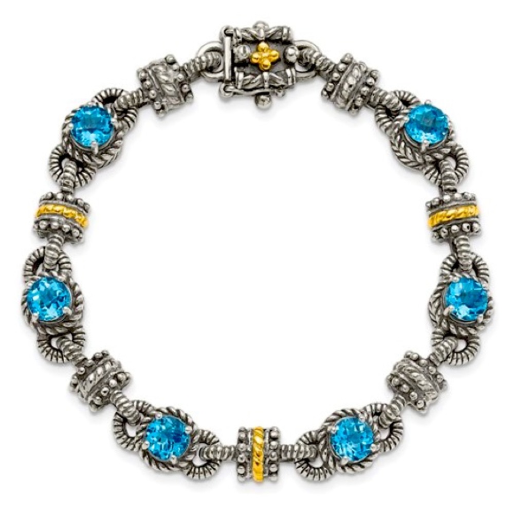 14K 925 Sterling Silver Swiss Topaz Bracelet